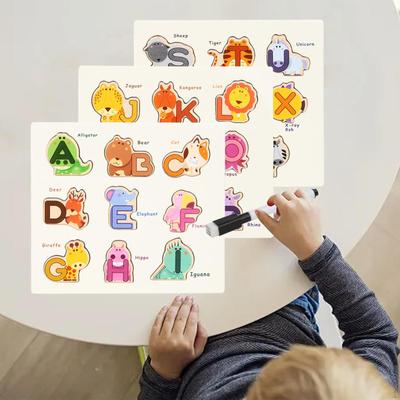 Educational Learning Puzzles Set ,Wooden Animal Alphabet Puzzle Game ,Alphabet ,with