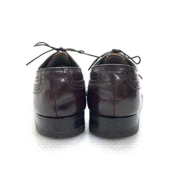 Vintage 80s Florsheim USA Full Brogue Wingtip Shoes Red Brown 8.5D 26.0-26.5(USED)