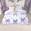 Homewish Princess Style Duvet Cover Set, Pink Bow Knot Ribbon Bed Set, Girls Bow-Tie Quilt Cover Set