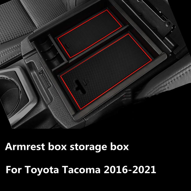 For Toyota Tacoma 2016- ABS Armrest Box ert Tray Red Trim Center Console Storage Organizer Interior Parts