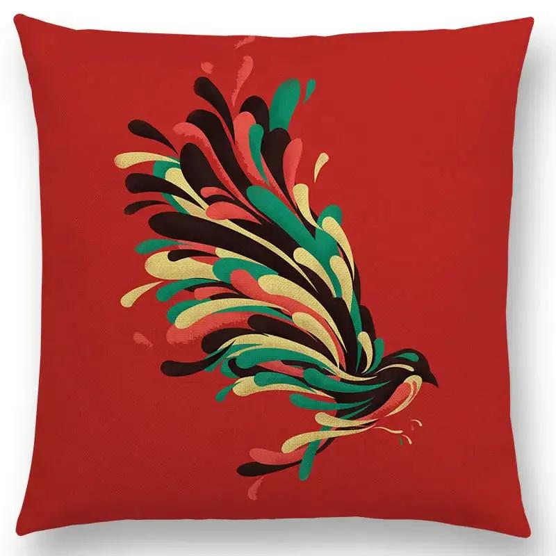 Najnowsze Wspaniałe Kolorowe Ptaki Sztuka Abstrakcyjna Paw Wrona Sowa Orzeł Koliber Poszewka na Poduszkę Sofa Poduszka Dekoracyjna