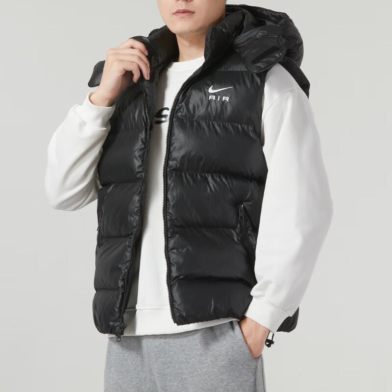 Nike Gilet sans manches coupe-vent à capuche à imprimé alphabet pour homme Vêtement d'extérieur Noir FD6428-010