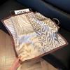 Fashion Black and White Printing Temperament Square Scarf Imitation Silk Korean Version Decorative Scarf Scarf Professional Decorative Shawl Silk Scar
