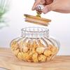1 pieza Tarro de vidrio con sello, Contenedor de almacenamiento de cocina redondo multiusos, Conservador de alimentos reutilizable con tapa abatible para caramelos, cereales, snacks, pepinillos-Solo lavar a mano