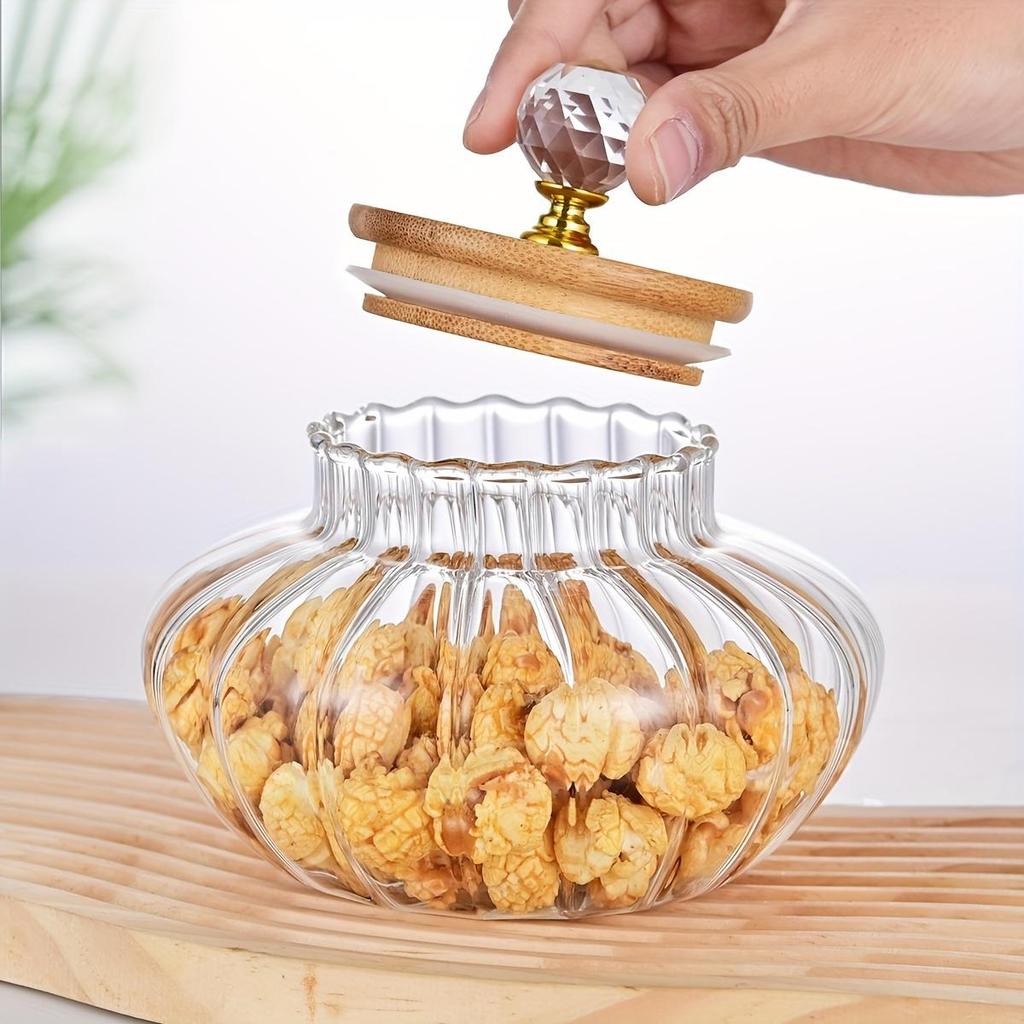 1 pieza Tarro de vidrio con sello, Contenedor de almacenamiento de cocina redondo multiusos, Conservador de alimentos reutilizable con tapa abatible para caramelos, cereales, snacks, pepinillos-Solo lavar a mano