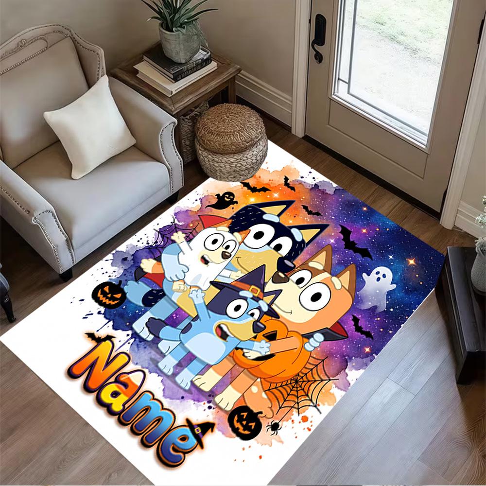 Halloween Friends Celebration Customize Your Name Floor Rug Office Rug Perfect for Dormitory Study Room Dining Room Balcony Anti-slip Rug