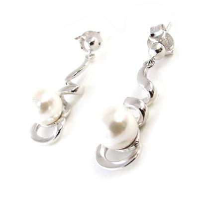 [I9851] - White 'Perla' Silver Earrings