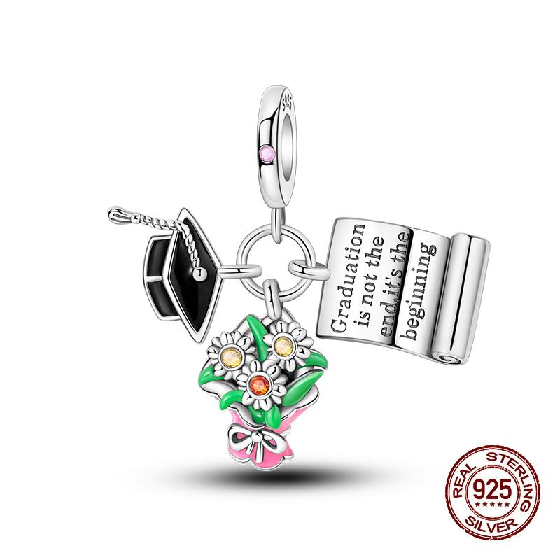 Copper Graduation Season Series Owl Bachelor'S Hat Charms Beads Suitable For 3Mm Original Design Bracelets DIY Style Jewelry