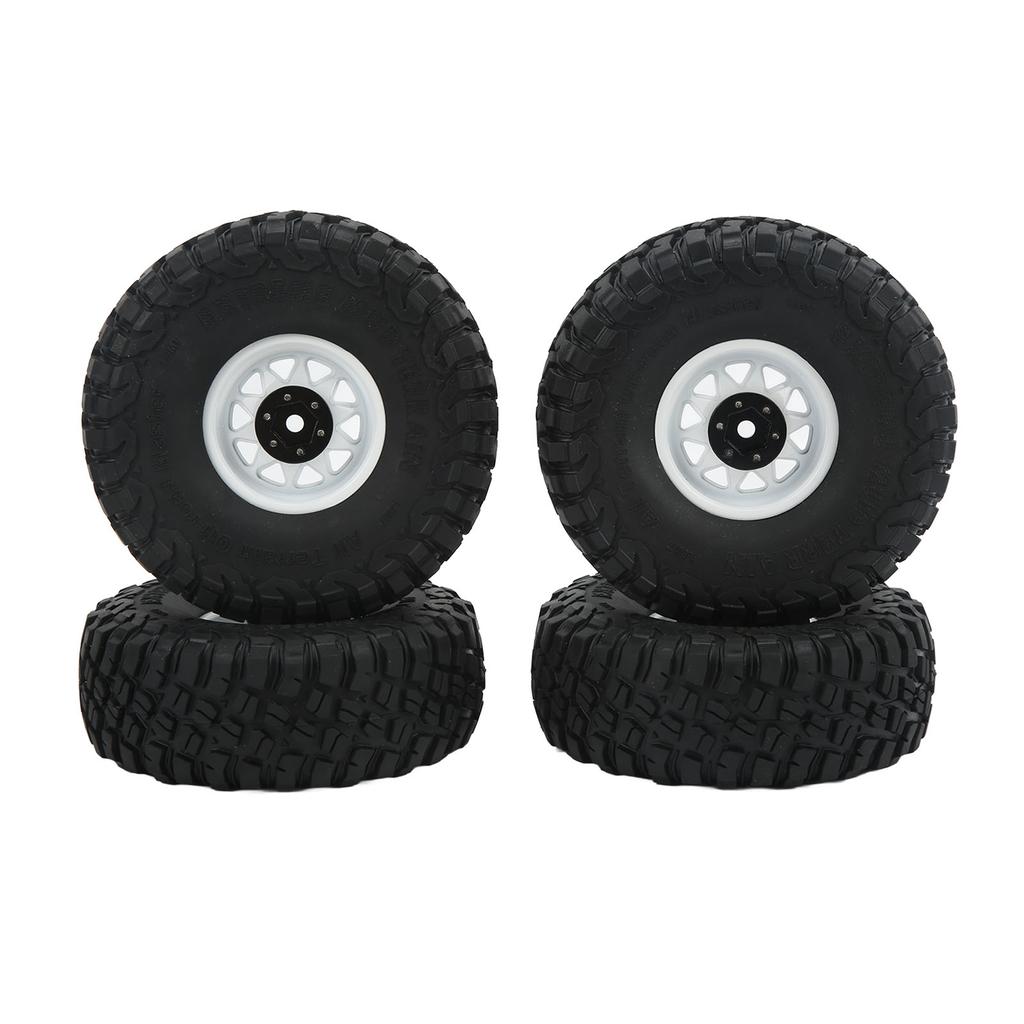 4PCS 1.9in Wheel Tires with 10 Holes Hub Uneven Gravel Pattern for SCX10 1 10 RC Car Models White