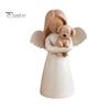 Unique Gifts for Cat Owners Angel Holding Puppy Figurine, Cute Dog Resin Statue Home Small Tabletop Sculptures Shelf Desk Decor, Handcrafted