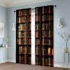 Curtains Roller Blinds Print Bookshelf Polyester Without Rod Home Decor Ldeal Bedroom Living Room Curtain Set Of 2 Vintage Made Washable Area Ready