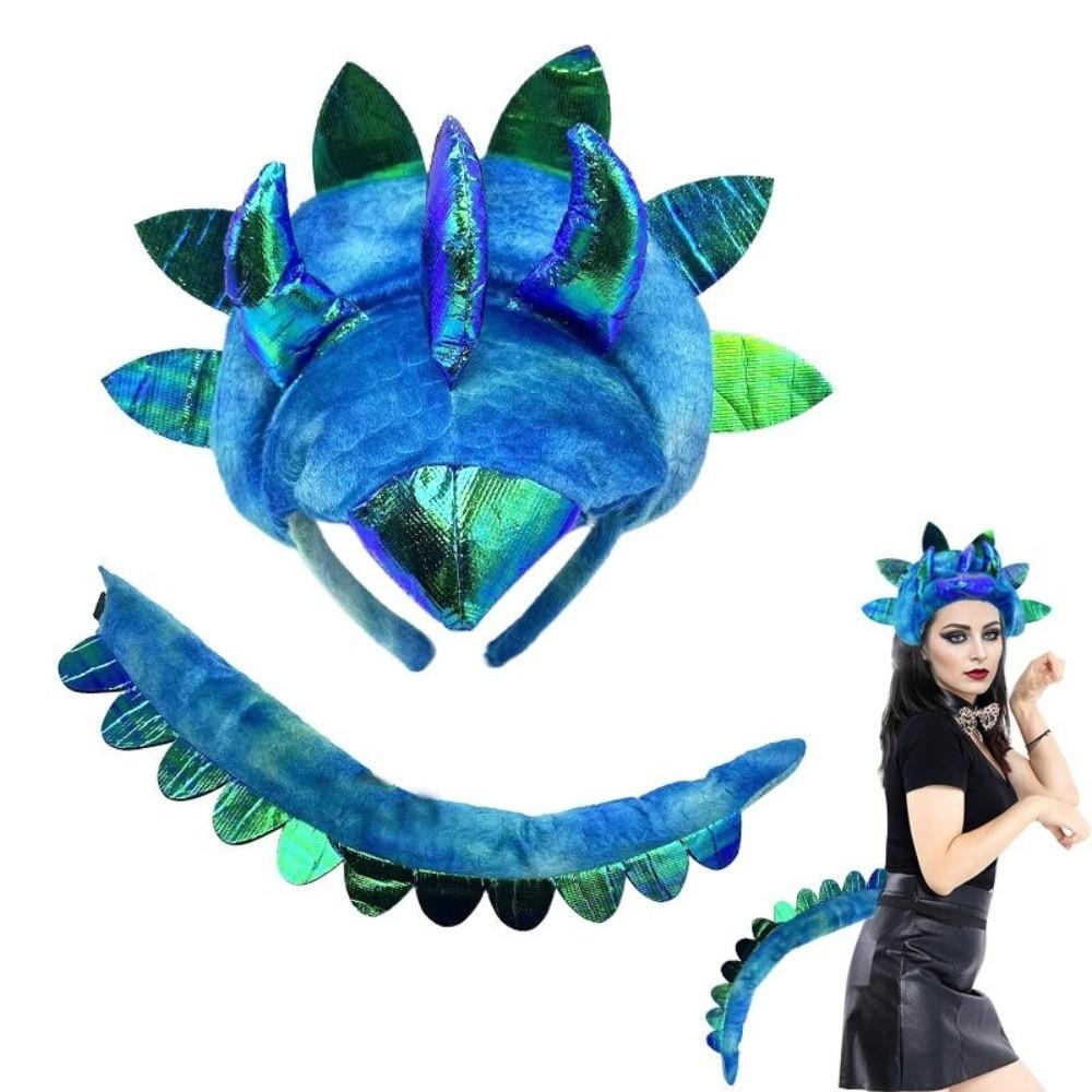 Plush Dinosaur Headband Glitter Spikes Dinosaur Dress Up Accessory Halloween