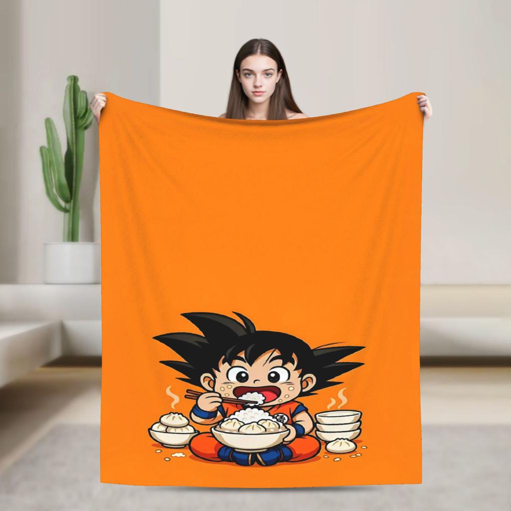 Black White Goku Dragon Ball Flannel Blanket Soft Durable Bedding Throws For Couch Bed Picnic Bedspread Sofa Bed Cover