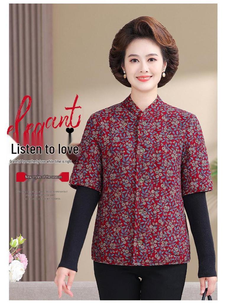 Women's Camel Down Cotton Vest for 50-60-Year-Olds: Thick, Mid-Sleeve Winter Jacket