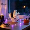 Spooky Mantel Decor Cute Halloween Ghost Figurine, Reading on Toilet Resin Statue, Whimsical Statue Funny Ornament for Tiered Tray Tabletop