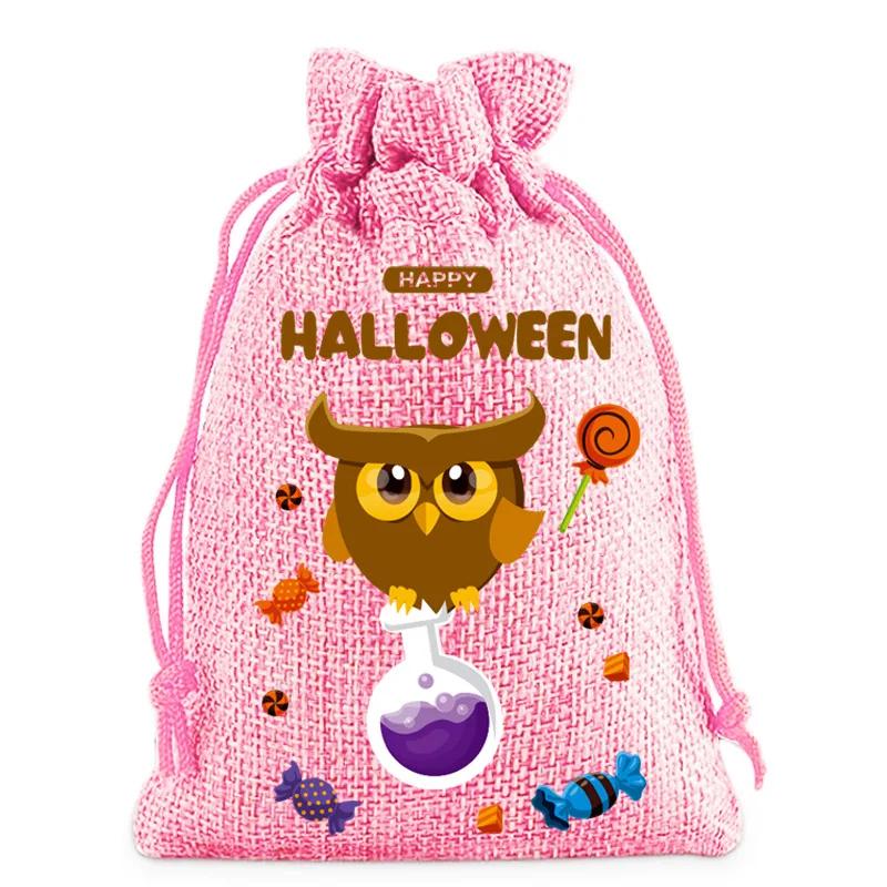 24pcs Set Drawstring Gift Bags Halloween Magic In a Bag Ghost Pumpkin Skull Pattern for Trick-or-Treating & Candy Giving