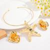 Fashion Starfish Collar Earrings Set Fashion Trend Petal Earrings Exaggerated European and American Personality Necklace Earrings Women
