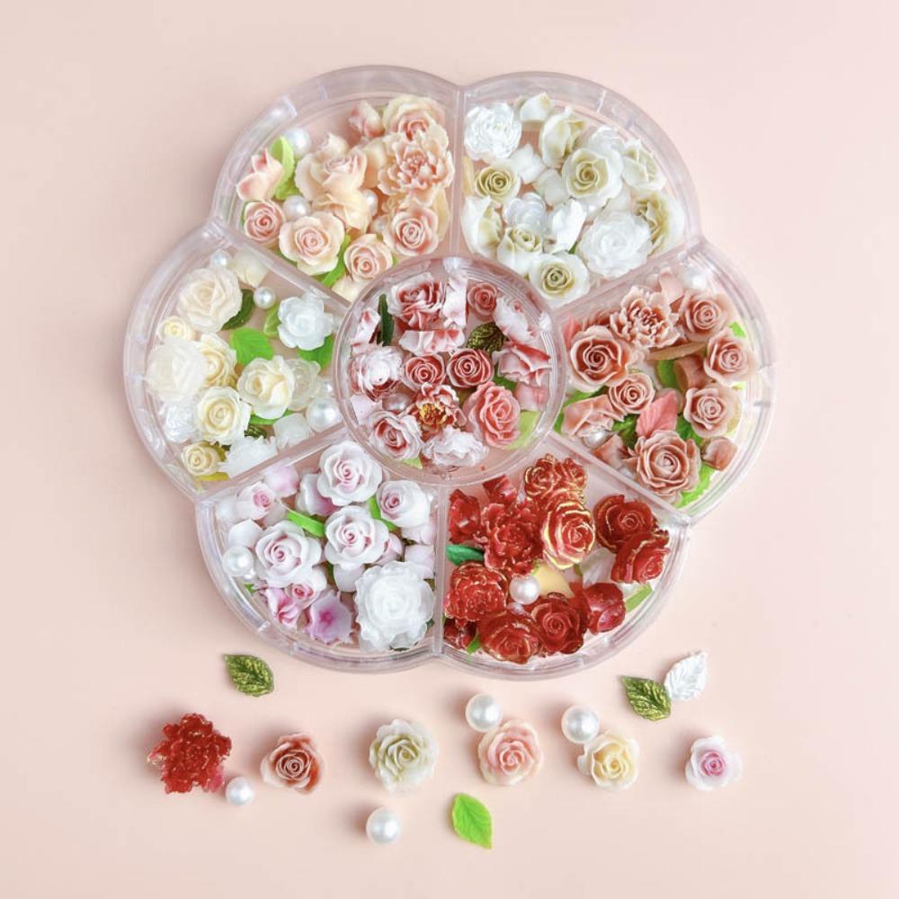

Manicure Ornaments Rose Nail Decorations Pink Rose Flower Rose Nail Rhinestones Manicurist StyleD