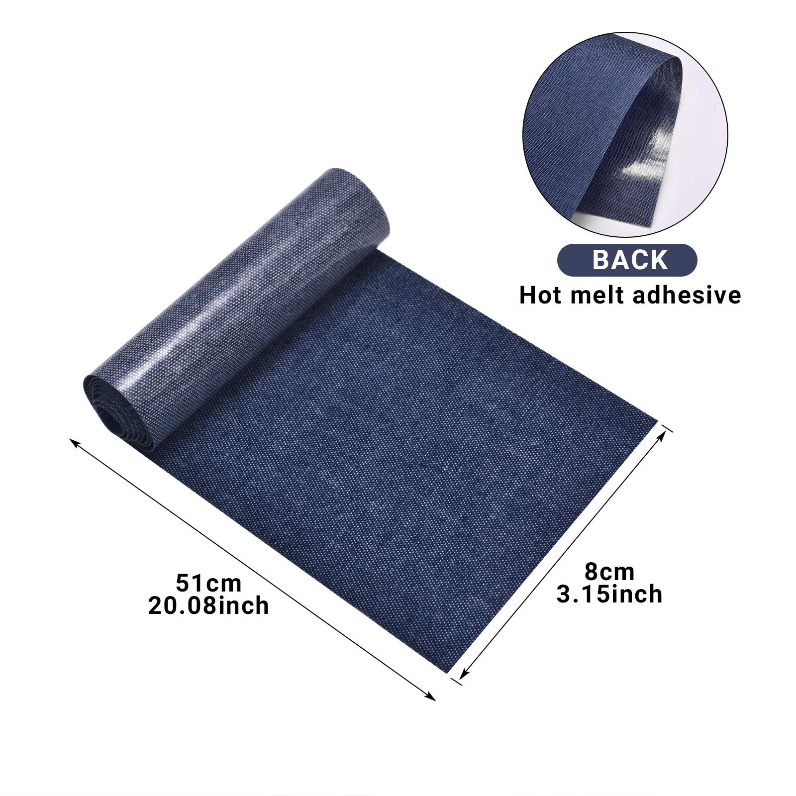 

8cm X 51cm Jean Iron on Patches Rectangle Black Blue Patch for Inside and Outside Denim Garment Jacket Hole Repairing Decoration 8x51cm