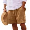 Sommer Neue einfarbige Shorts aus Baumwolle und Hanf für Herren, elastische Taille, Shorts mit weitem Bein, schlanke, lässige Hose mit geradem Bein