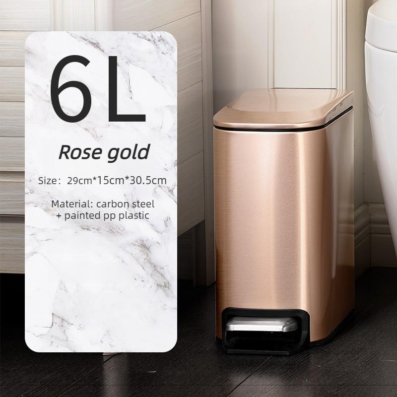Nordic Waste Bins Bathroom Stainless Steel Pedal Trash Can Square Garbage Can Simple Living Room Modern Wastebasket with Lid