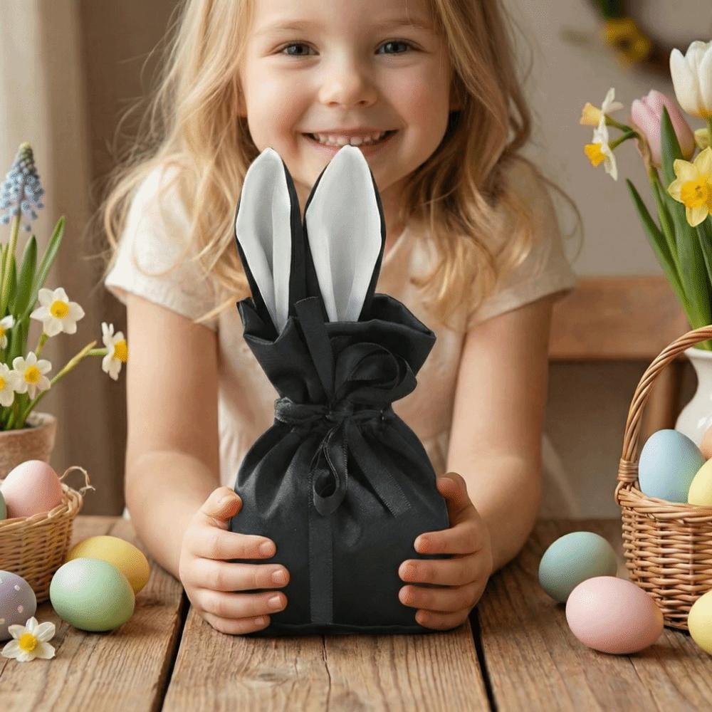 5 Pcs/Set Durable Rabbit Ears Drawstring Bags Reusable Candy Packaging Box  Holiday Decor