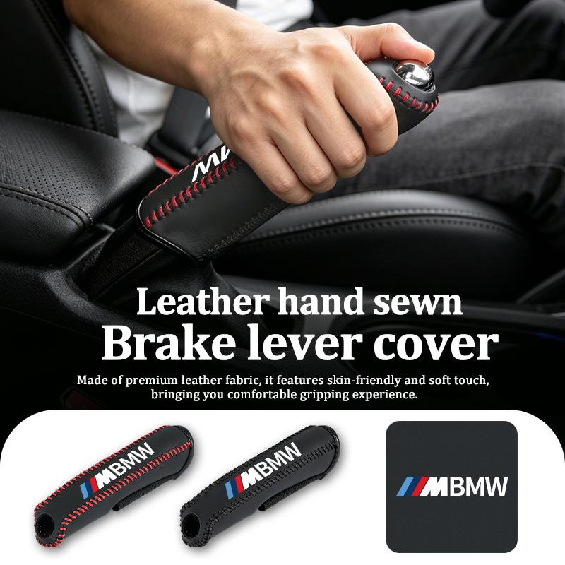 WSQK5 Leather Car Handbrake Cover Non-slip Brake Brake Protector Sleeve For BMW Performance M E87 E30 E46 E28 F35 G20 E93 F20 X3 X