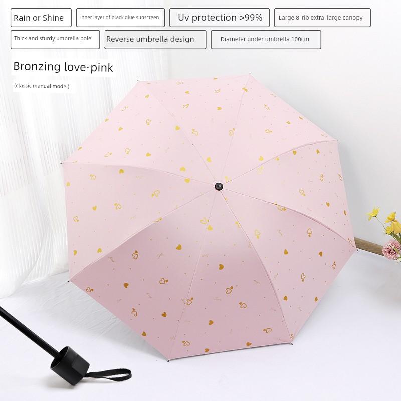 Ombrello da Bambina Carino con Stampa Pois Pieghevole Protezione Solare UV Automatico Pioggia e Sole Doppio Uso Ombrello da Sole