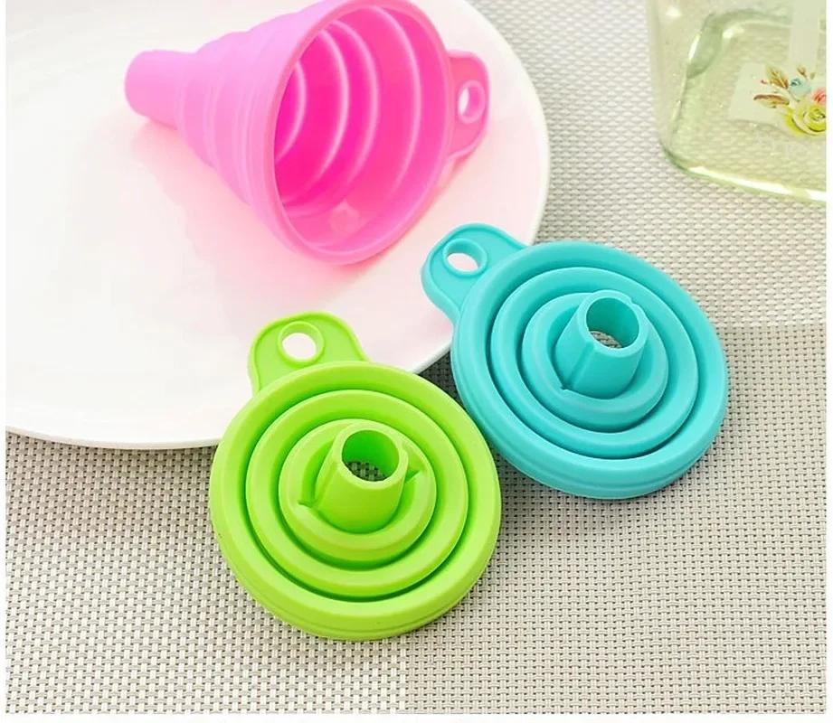 High Quality 1pc New Mini Silicone Gel Foldable Collapsible Style Funnel Hopper Kitchen Cooking Tools
