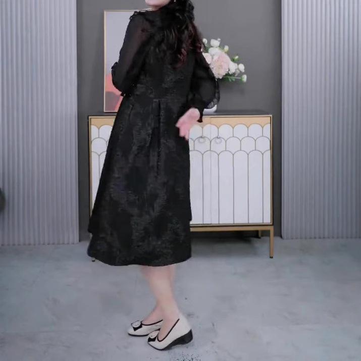Spring 2025 Fashion Plus Size Suzhou Embroidery Jacquard Dress for Middle-Aged Women
