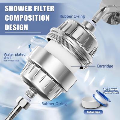 15/20 Stages High Output Shower Head Filter for Hard Water Replaceable Cartridges Water Softener To Remove Chlorine and Fluoride