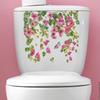 Self-adhesive Toilet Sticker Flower Painting Floral Wall Decals Bathroom Decor Removable Home DIY Sticker Decorative Wall Decals