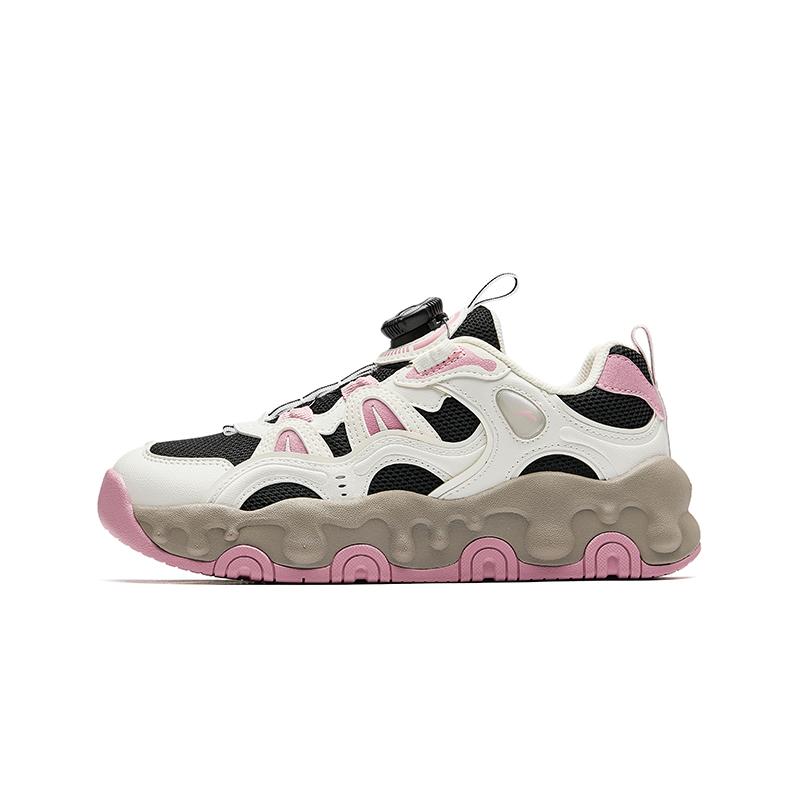 Anta Childrens Brownie Synthetic Leather Mesh Fashion Versatile Trendy Thick Sole Non-Slip Wear-Resistant Breathable Low-Top Casual Shoes A22538809