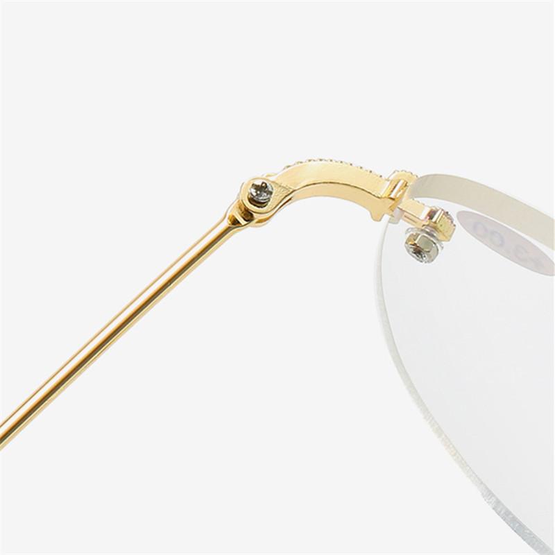 New Style Rimless Diamond Trimming Far and Near Dual-purpose HD Fashion Double Light Round Frame Reading Glasses +1.0 To +6.0
