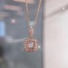 Huitan Simple Square Shaped Pendant Necklace With Shiny Cz Women Luxury Fashion Wedding Accessories Daily Wear Versatile Jewelry