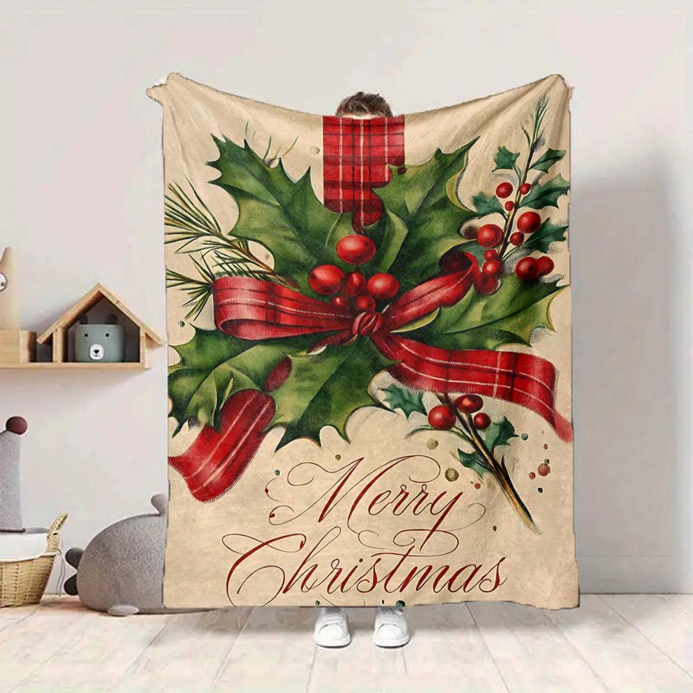 1Pc Christmas Sleigh Ride Blanket Soft And Comfortable Casual Warm Camping Travel Christmas Halloween Gift M91728