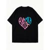 Oversized T Shirt Black Avamia Bella Heart Graphic Print Casual Streetwear Fashion Top For Women Summer Outfit