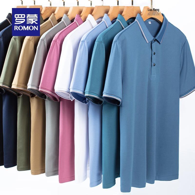 Romon Men's Lightweight Silk Blend Antibacterial Polo T-Shirt
