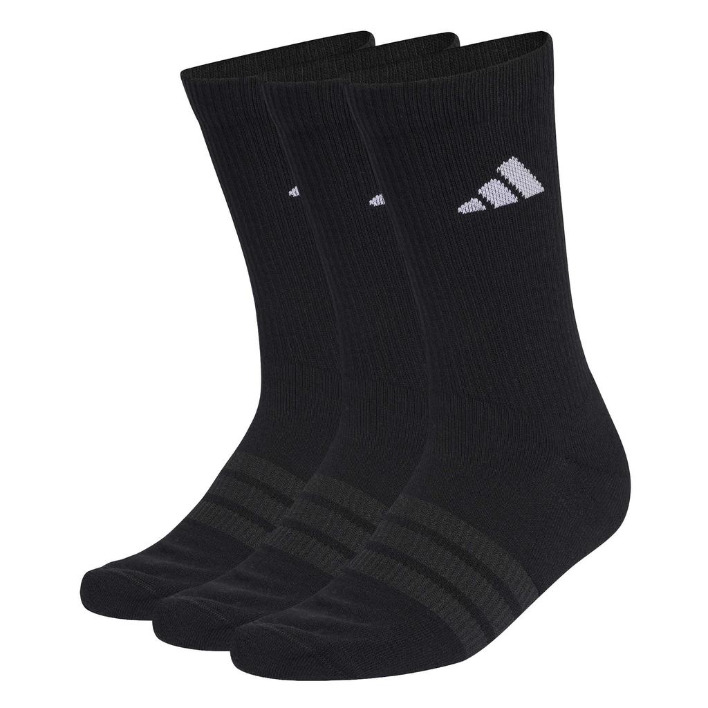 Adidas Essentials Cushion Crew Unisex Size M 3-Piece Socks, Adult, D5273, Black/Black/White (KC9626),