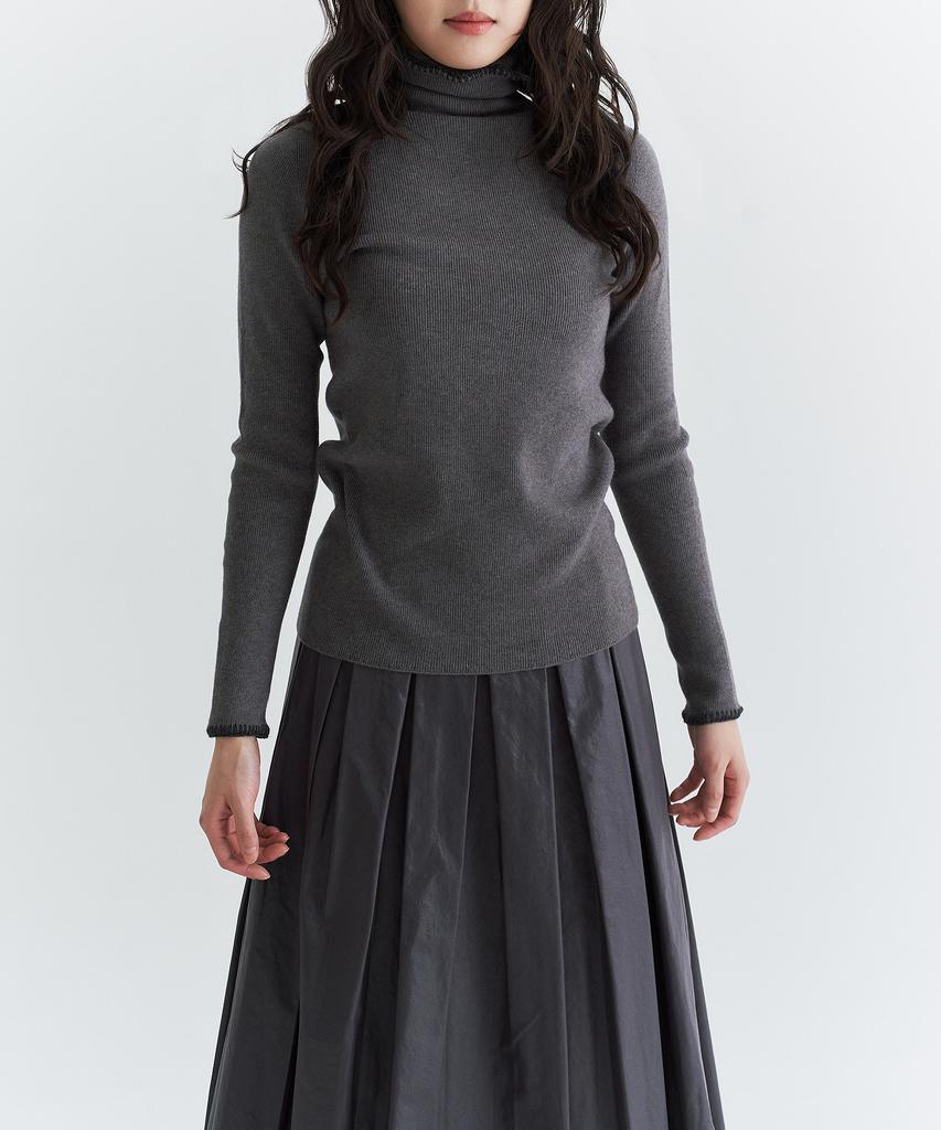 Peulleio Wholegarment Turtleneck Knit _ Dark Grey