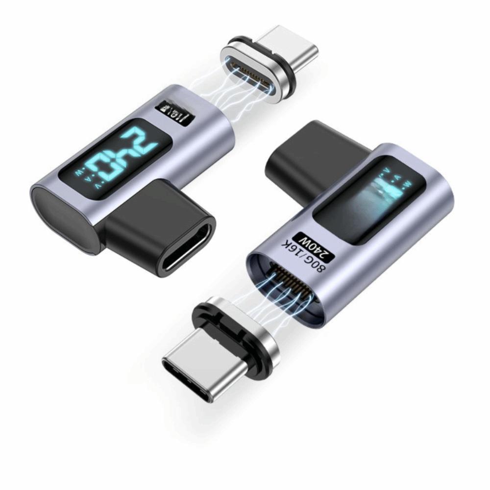 80Gbps Magnetic Adapter 240W Fast Charging Adapter Cable Type C Adapter  Magnet Charge