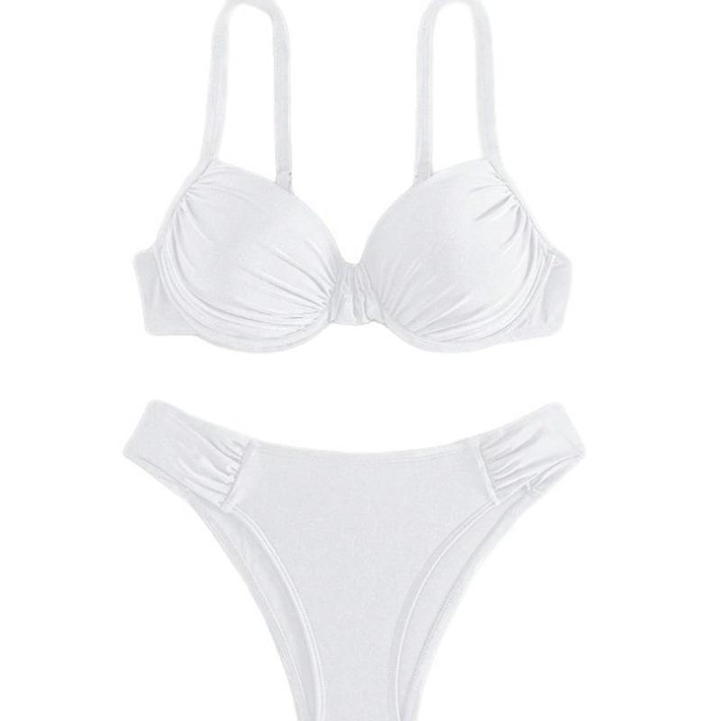 2026 Sexy Bikini Export Women's Separate Swimsuit Steel Support Pure Color Women's Dress