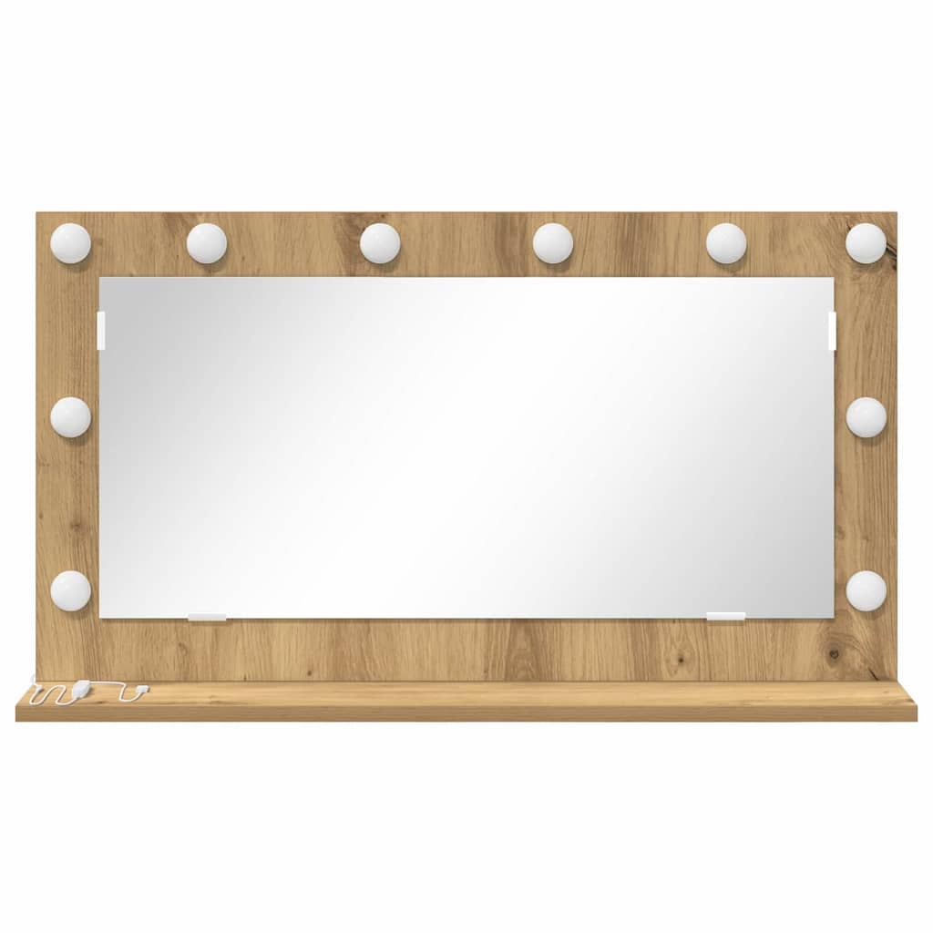 Rectangular Washbasin Mirror In Artisan Oak Finish 80 X 45 X 18 Cm