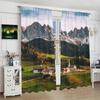 Outdoor Landscape Printed Curtain Polyester Suitable Home Decoration Excluding Poles Set Of 2 Artistic Made Washable
