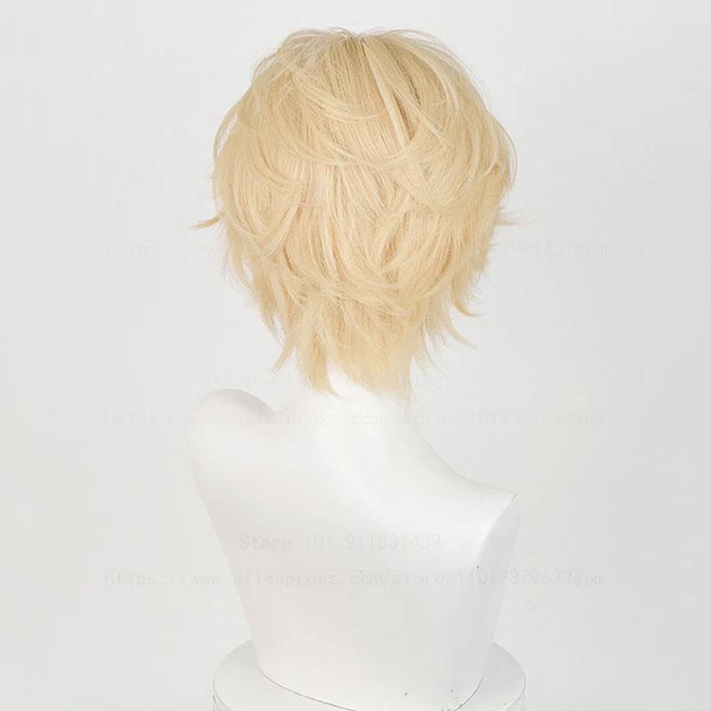 Hochwertige Luka Cosplay-Perücke, 30 cm, kurz, milchig-goldene Kopfhaut, hitzebeständiges Kunsthaar, Anime-Cosplay-Perücken + Perückenkappe