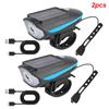 Portable Solar LED Lights with Horn For Bicycle Motorcycle Handbar Light High Bright Night Light Bike Spotlights Loudspeaker Set