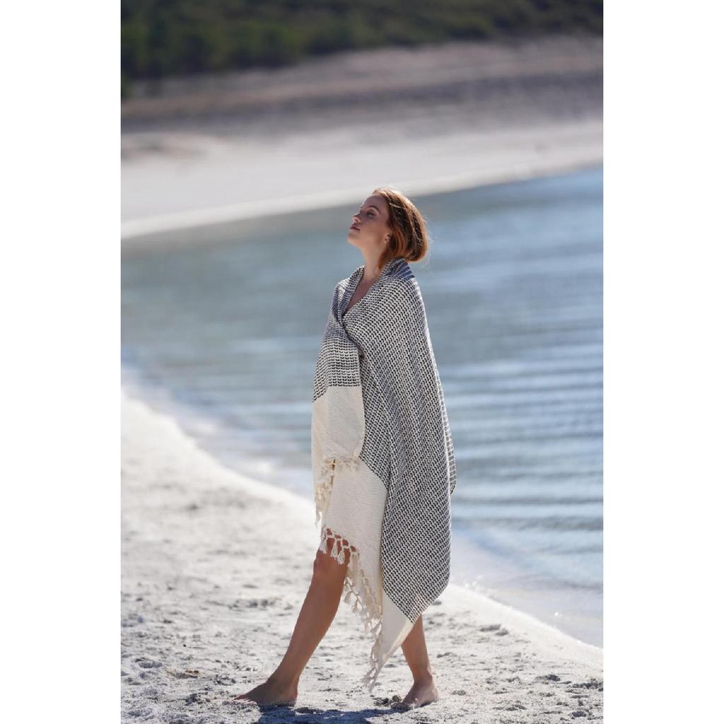 Peshtemal Black 95x190 Cm Cotton Beach Peshtemal Beach Towel