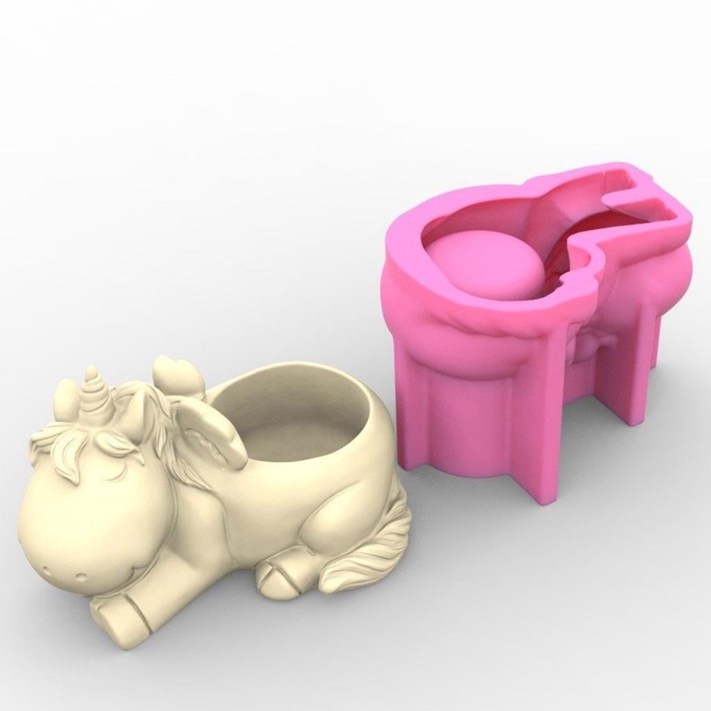 Silikonform mit Einhörnern, Blumentöpfe, Sukkulenten-Pflanzgefäßformen, DIY-Bastelharzform, Schmuckaufbewahrungsbox-Form, Wohndekoration