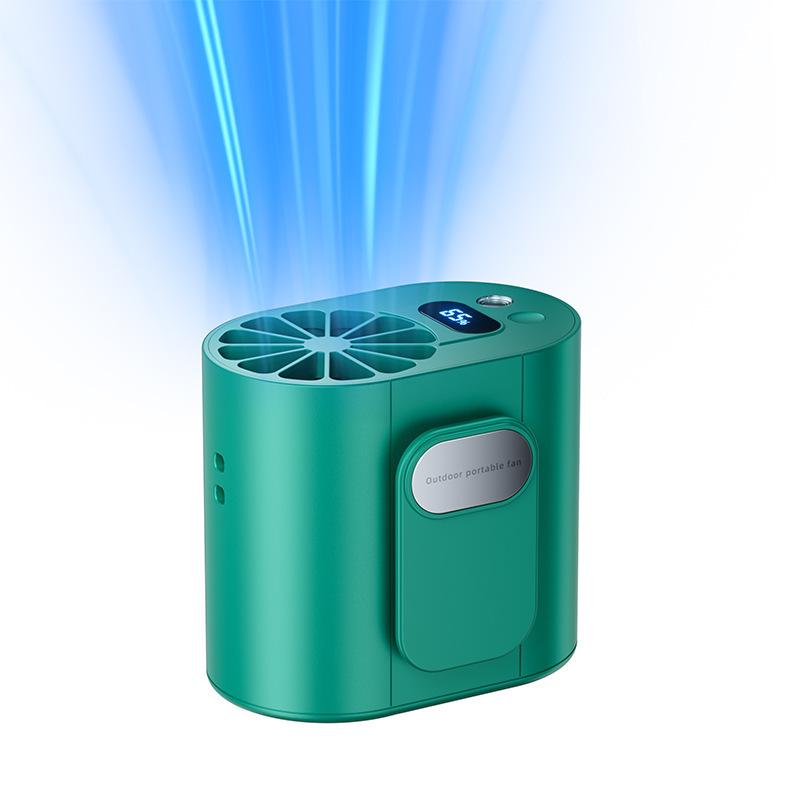 

USB Waist Fan: Multi-functional High-Power Outdoor Fan with Portable Neck-Hanging Design and Emergency Lighting. 98*88*75.6mm