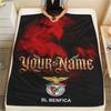 1PC Benfica Crest Custom Name Patterned Flannel Blanket Suitable For All Seasons For Home Decor Warmth And Comfort Gifts Holiday Present
